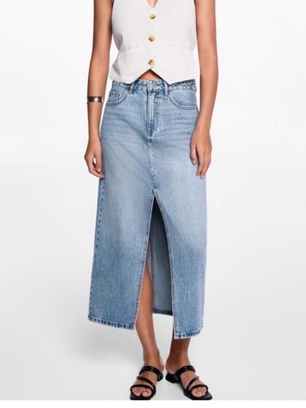 INDUSTRY REPUBLIC CLOTHING COMPANY Light Wash Front Slit 5 Pocket Jean Skirt 12